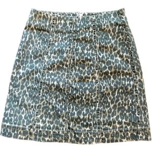Blank Paige Animal Print Mid Rise, Fitted, Mini Skirt, Small, Black, Brown & Tan